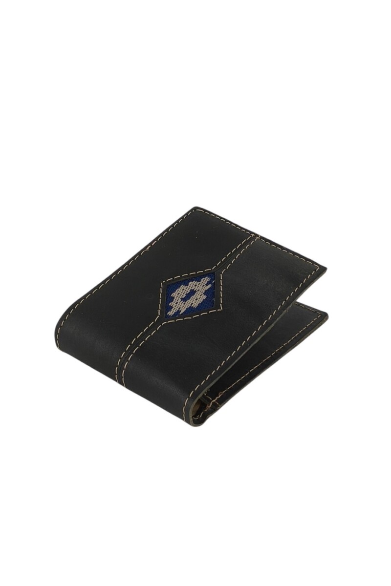 Billetera de cuero con detalle en guarda pampa Negro
