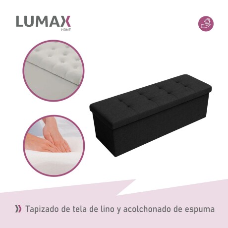 Puff Baúl Lumax Plegable 110x38 cm Organizador Living Dormitorio Negro