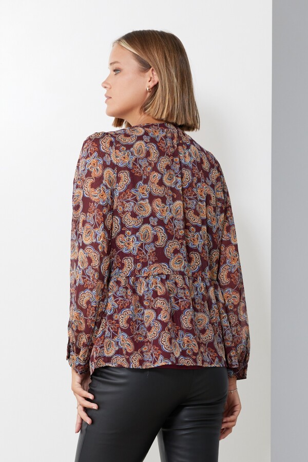 Blusa Gasa Lurex BORDEAUX/MULTI