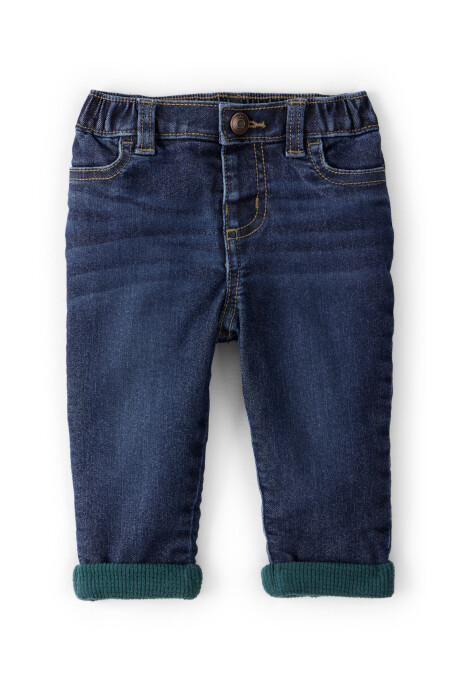 Pantalón jean con dobladillo verde Sin color