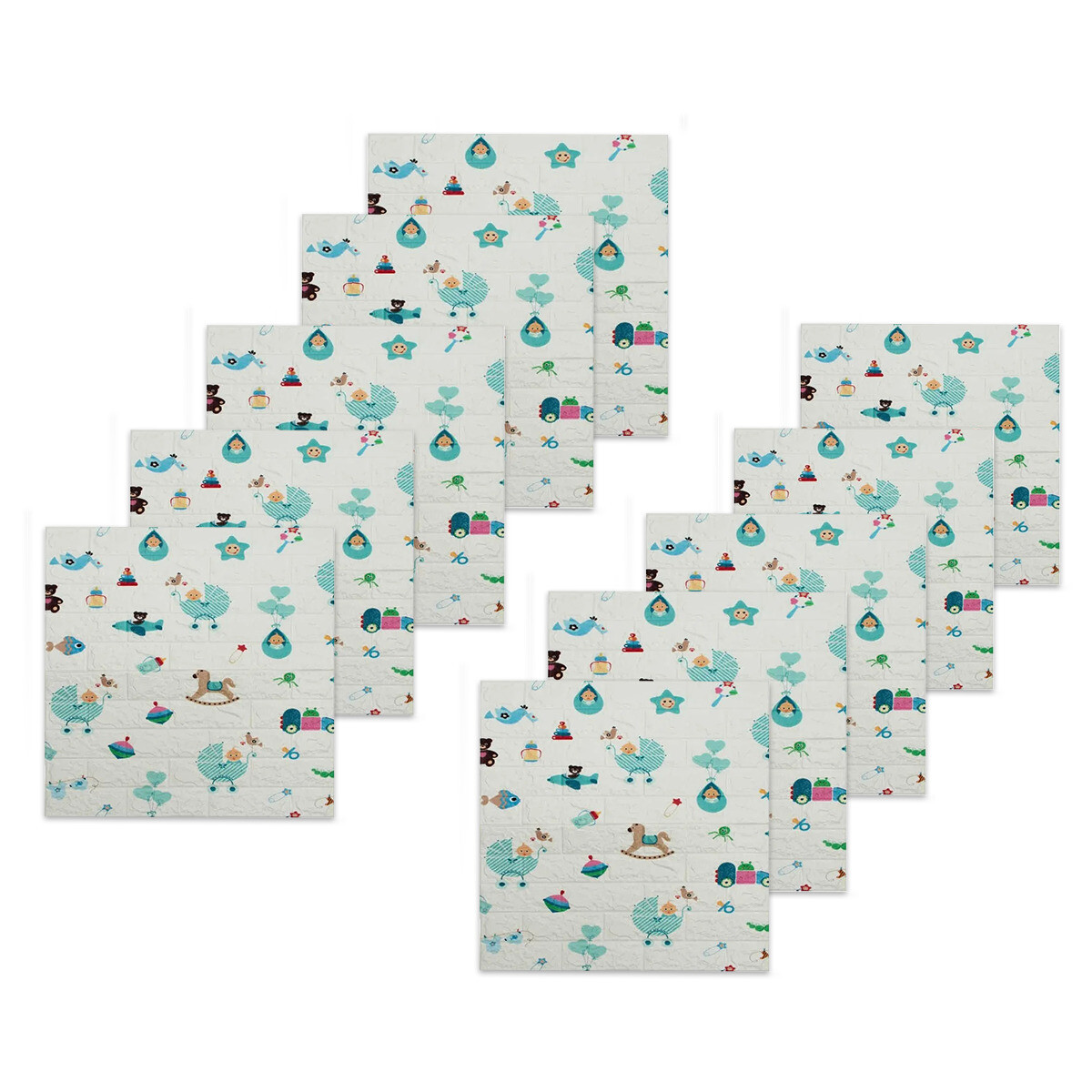 Set X10 Revestimiento Adhesivo Pared Madera Ladrillo - Autos 