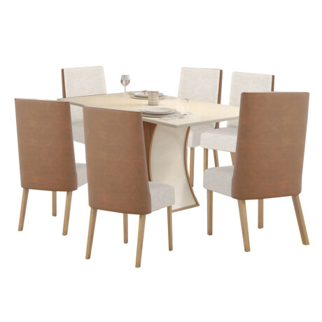 Juego de comedor mesa y 6 sillas tapizadas Juego de comedor mesa y 6 sillas tapizadas