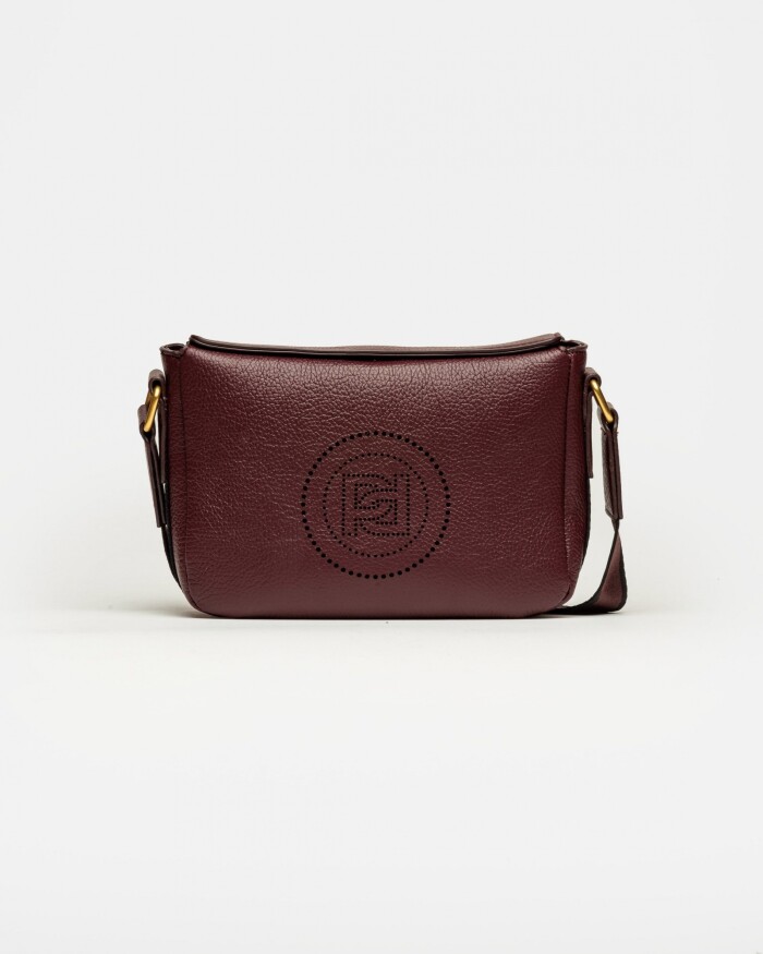 Bandolera Key en efecto cuero graneado Bordeaux