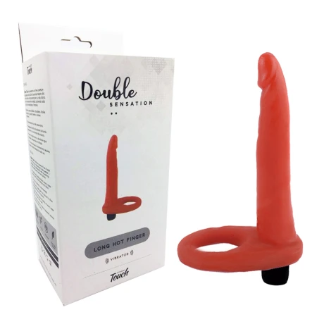 Anillo Hot Finger Largo Con Vibrador Rojo