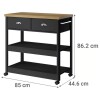 Mesa de Cocina Móvil Multiuso Just Home Collection Denver con 2 Cajones y 2 Estantes Mesa de Cocina Móvil Multiuso Just Home Collection Denver con 2 Cajones y 2 Estantes