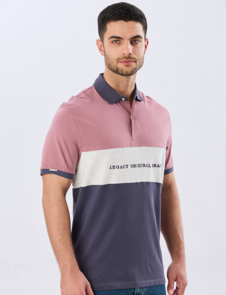 REMERA POLO RAYADA JERSEY Rosa