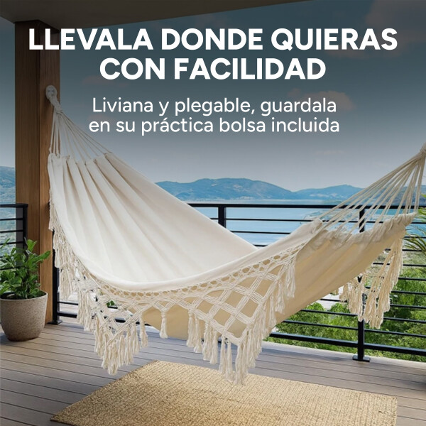 Hamaca Paraguaya Silla Colgante Reforzada Jardín Bolso + Acc Variante Color Blanco