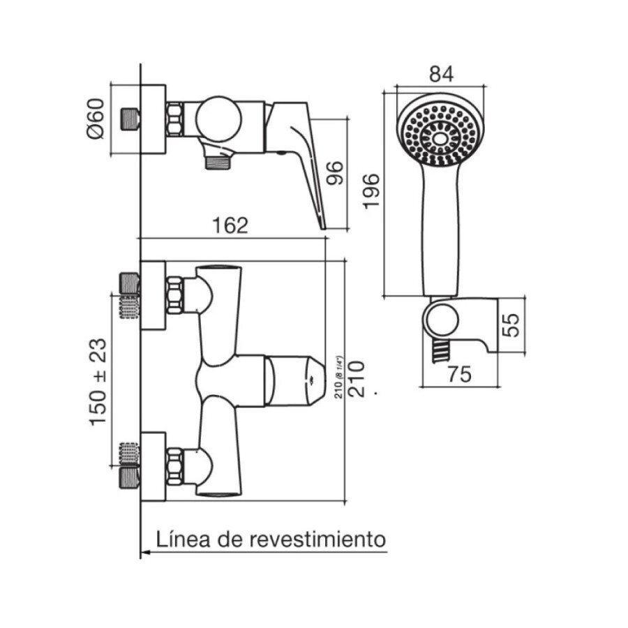 Grifería de Ducha Exterior Monocomando Cromado Linea Amarilis Grifería de Ducha Exterior Monocomando Cromado Linea Amarilis