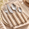 Set de Cubiertos Acero Inoxidable 24 Piezas Mango Rayas Beige