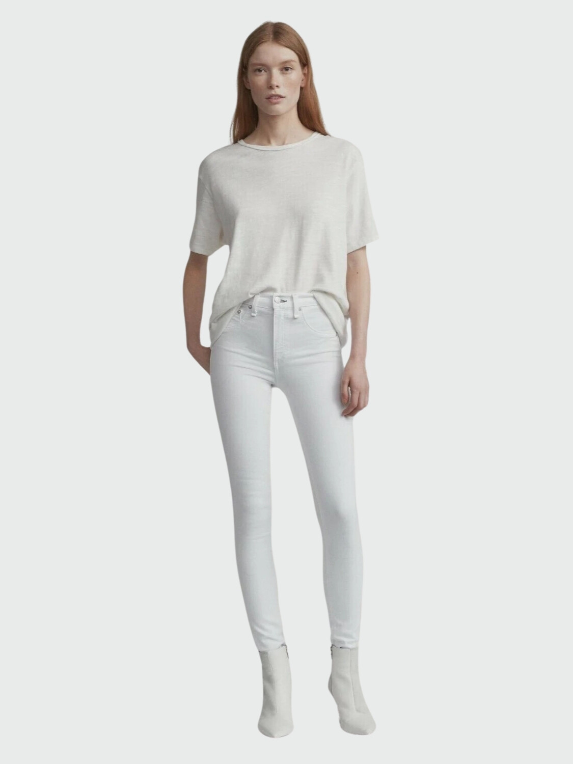 Jean skinny elastizado con bolsillos, Blanc Blanco