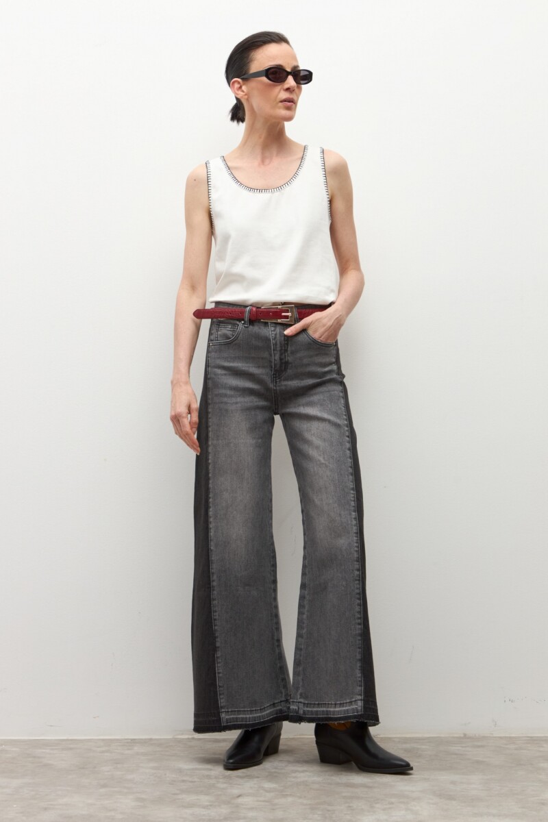 Jean wide leg Ada bicolor - gris oscuro 