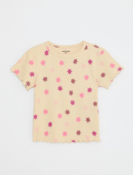 BLUSA MANGA CORTA INFANTIL CON ESTAMPADO CREMA