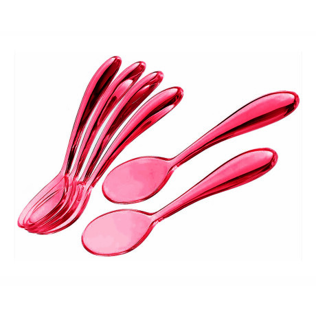 SET DE 6 CUCHARAS DE TÉ RESINA ROJO GUZZINI