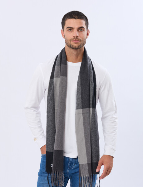 BUFANDA TEJIDA A CUADROS Gris