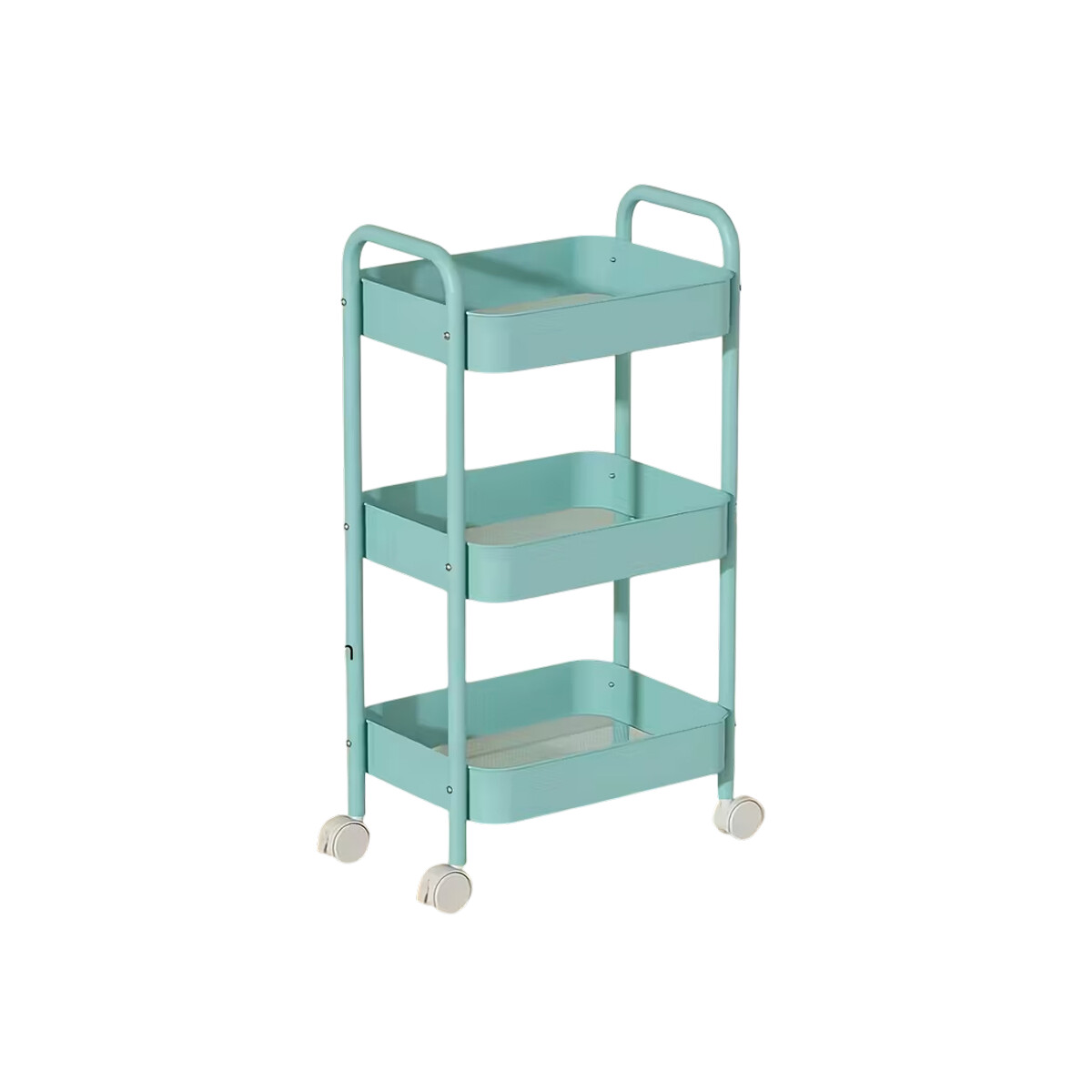 Carro organizador metálico de 3 niveles con ruedas - Verde Oscuro 