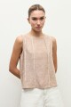 Blusa lino detalle desflecado tostado melange