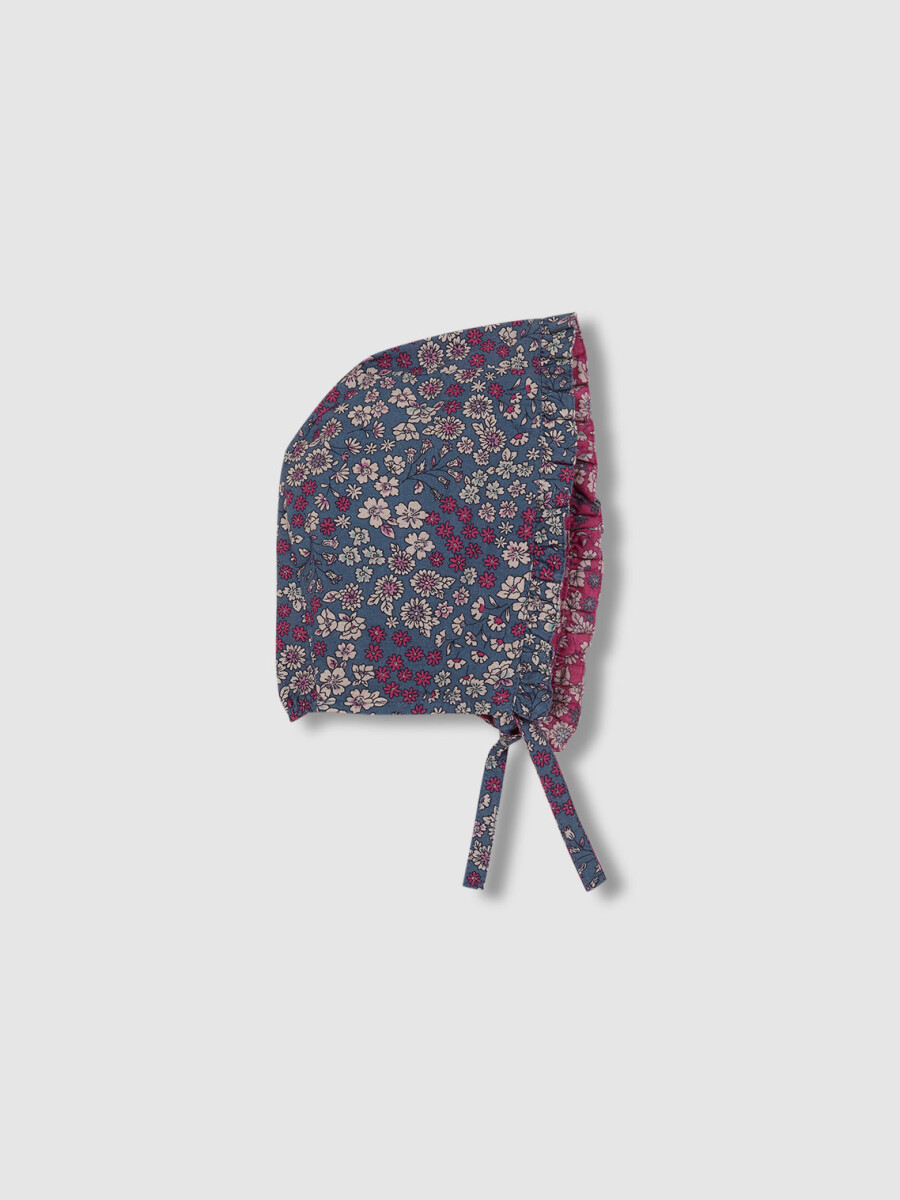 Capota Reversible De Flores Azul Viejo