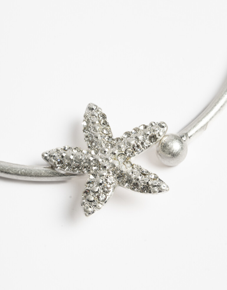 Collares Cortos Strass Collar Corto Rígido Estrella De Mar - Blanco Crema