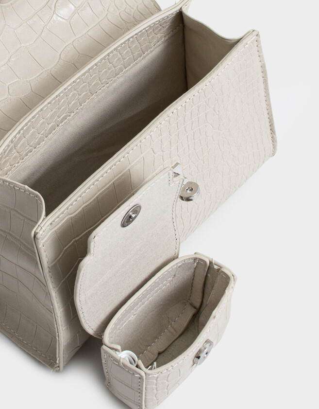 City Cartera City Efecto Croco - Blanco Crudo
