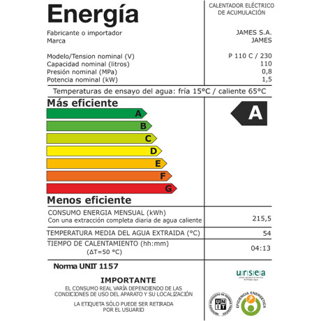 Termotanque JAMES 110 Lts Cobre