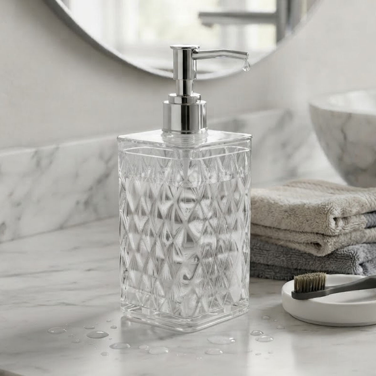 Dispensador Plástico de Jabón Glamour 285 ml - TRANSPARENTE 