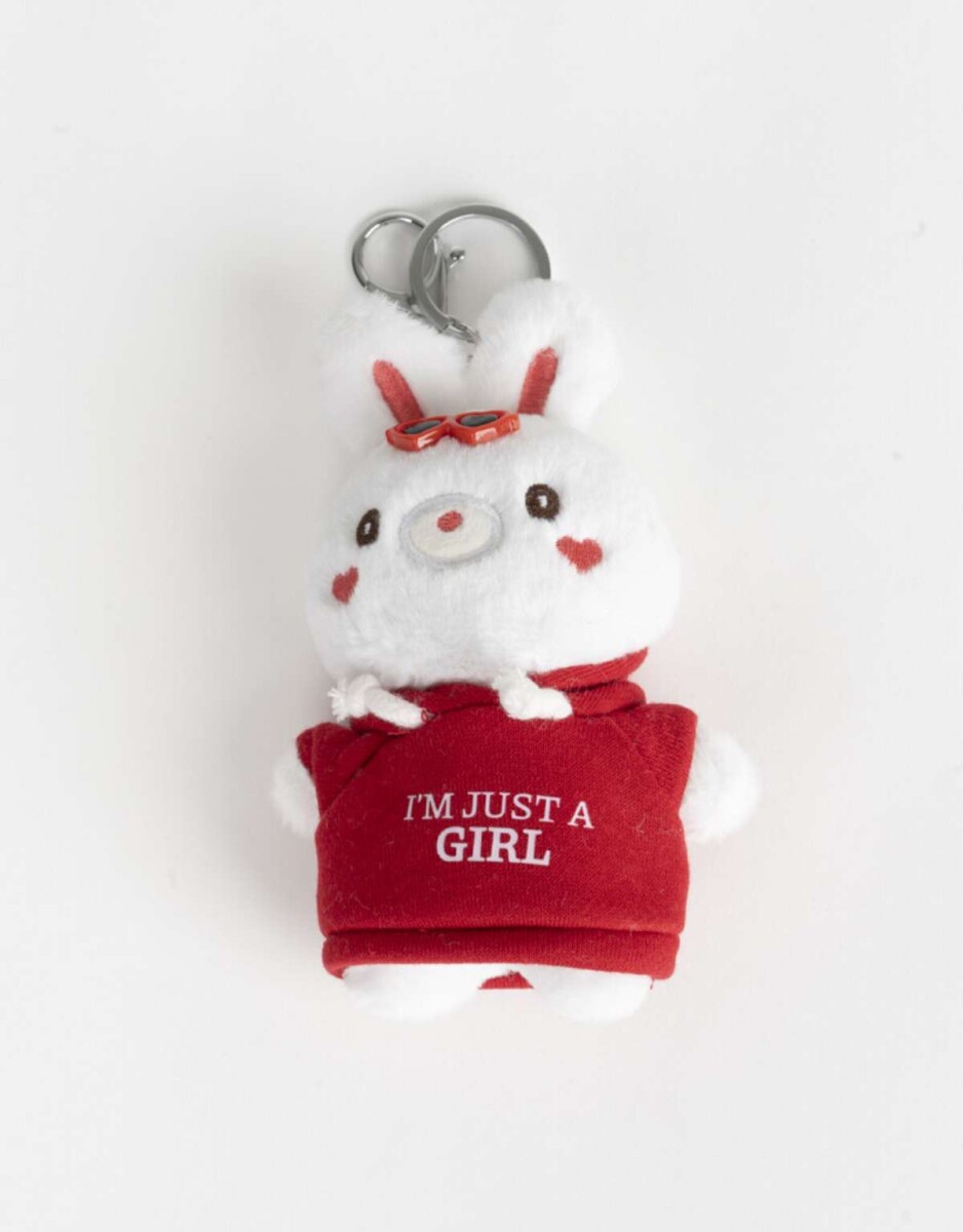 Llavero Y Charm De Peluche De Conejito - Blanco Crudo 