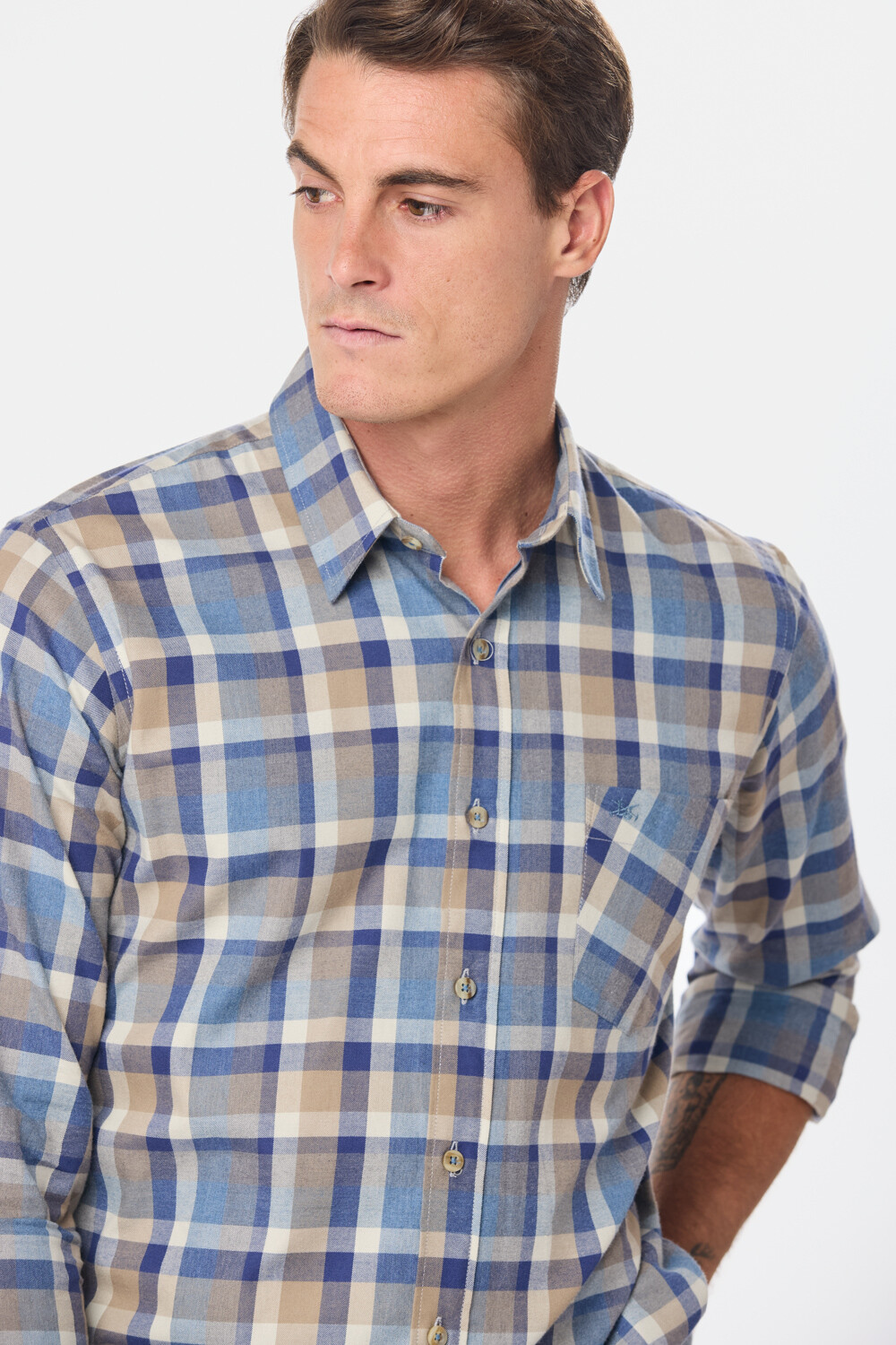 CAMISA SPORT A CUADROS Beige
