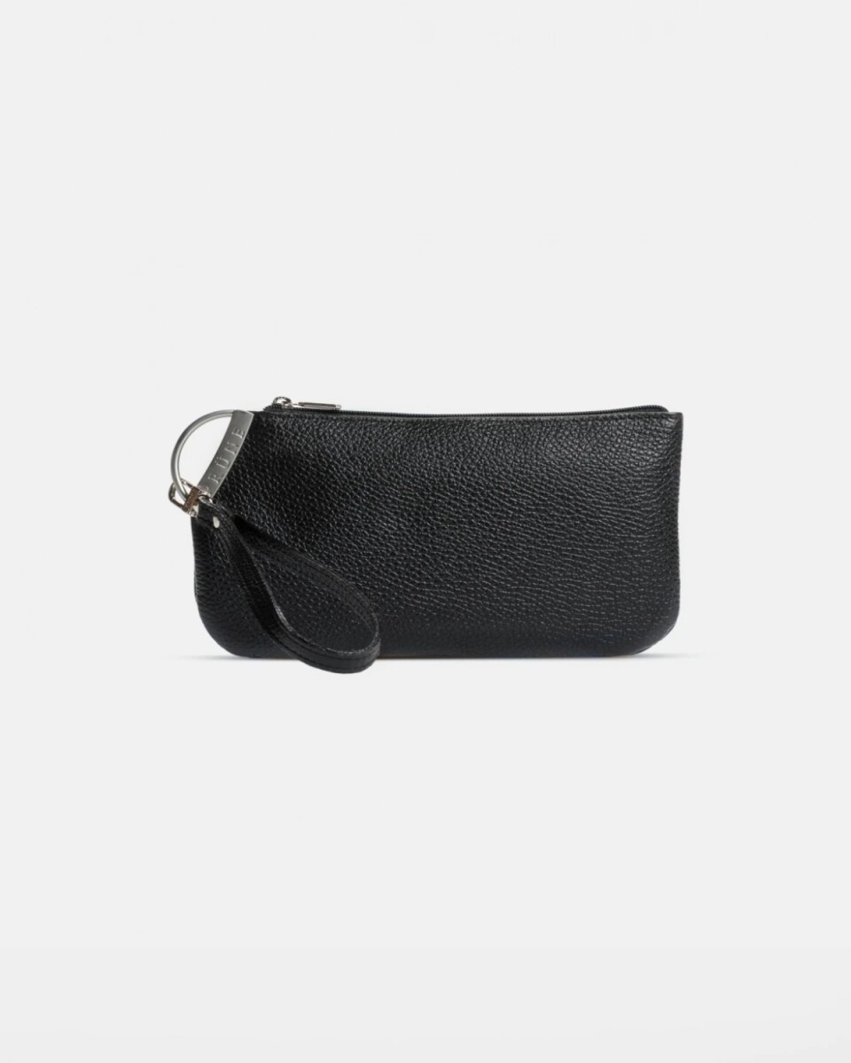 Porta Cosmeticos Katy En Cuero Graneado - Negro 