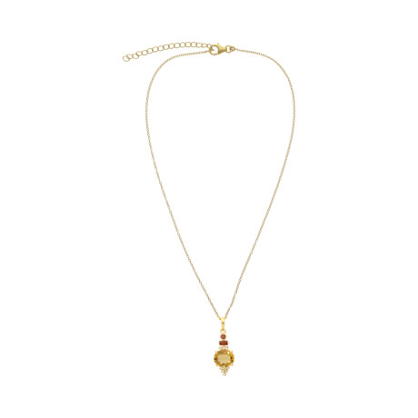 Collar Cadena Karvik Dije Citrino, Diamantes, Granate Plata 925 Y Baño De Oro 0