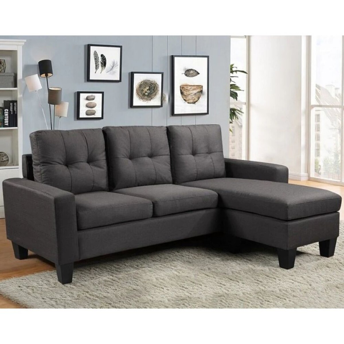 Sillon 3 cuerpos con chaise Herbie - GRIS 
