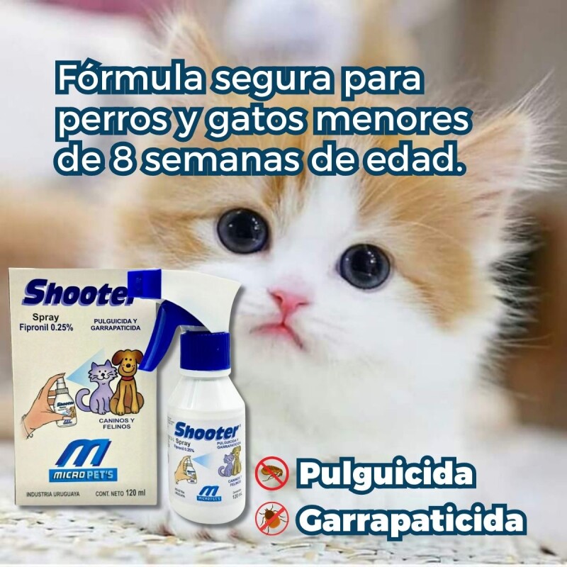 SHOOTER SPRAY 120 ML ANTIPULGAS Y GARRAPATAS PARA PERROS Y GATOS SHOOTER SPRAY 120 ML ANTIPULGAS Y GARRAPATAS PARA PERROS Y GATOS