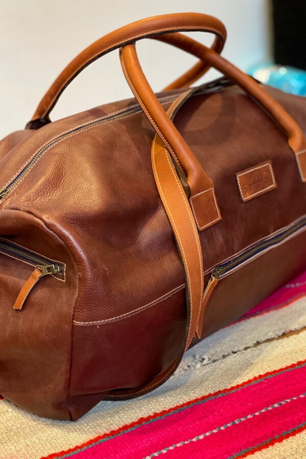 Weekender Bag Chocolate Blue Zip