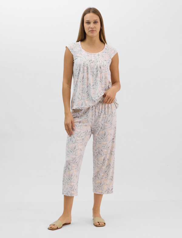 Pijama Con Capri MULTI/GRIS