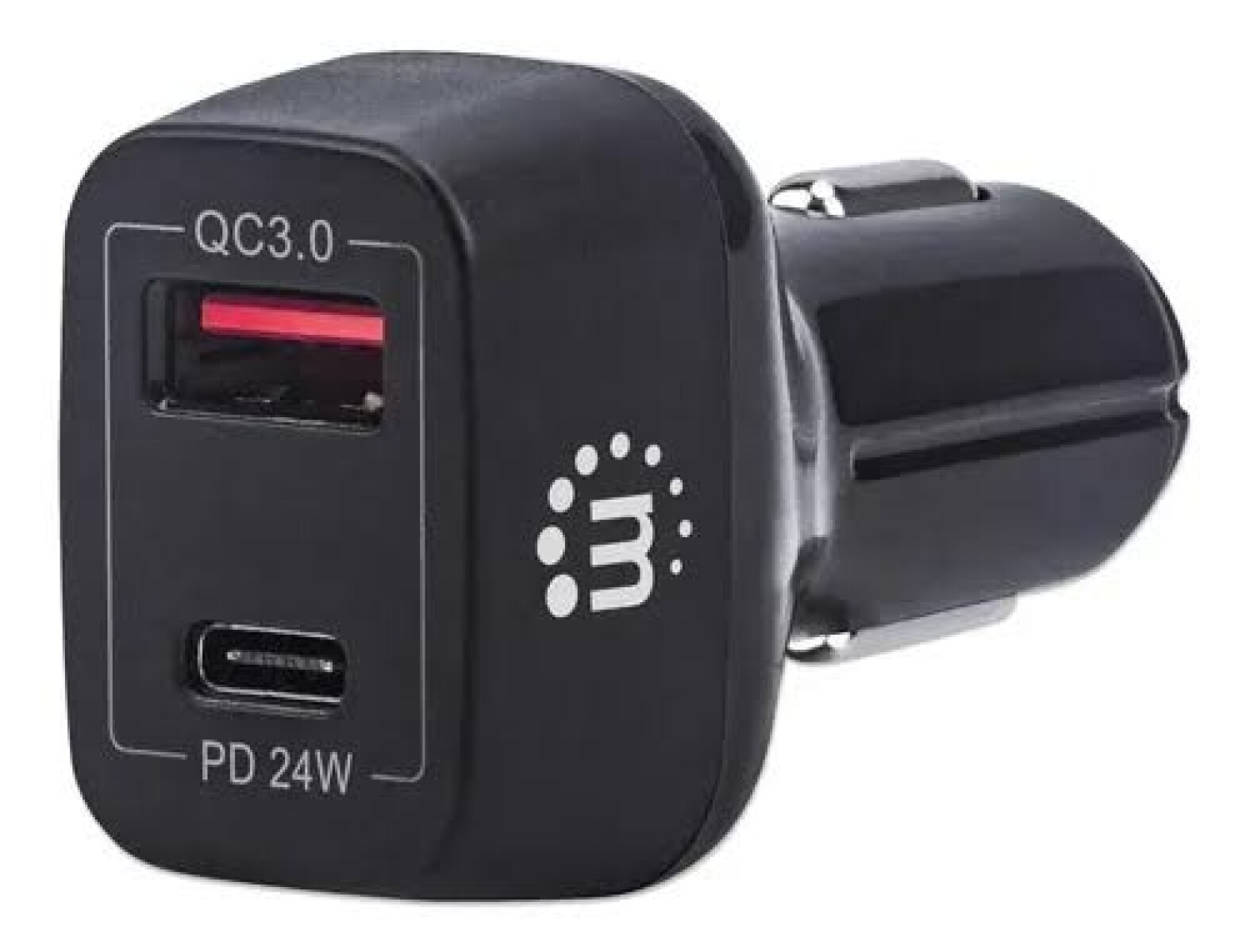 Cargador para auto USB-C 24W Y USB-A QC 3.0 18W MANHATTAN - 3489 