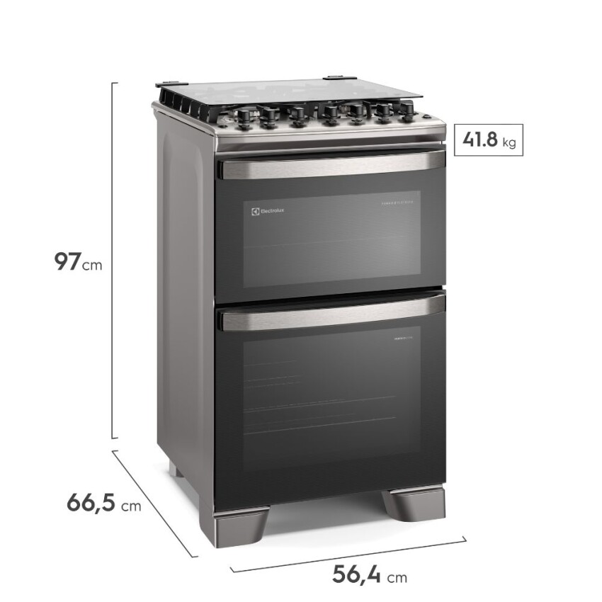 Cocina combinada Electrolux 4H doble horno EL-FE4DC inox. Cocina combinada Electrolux 4H doble horno EL-FE4DC inox.