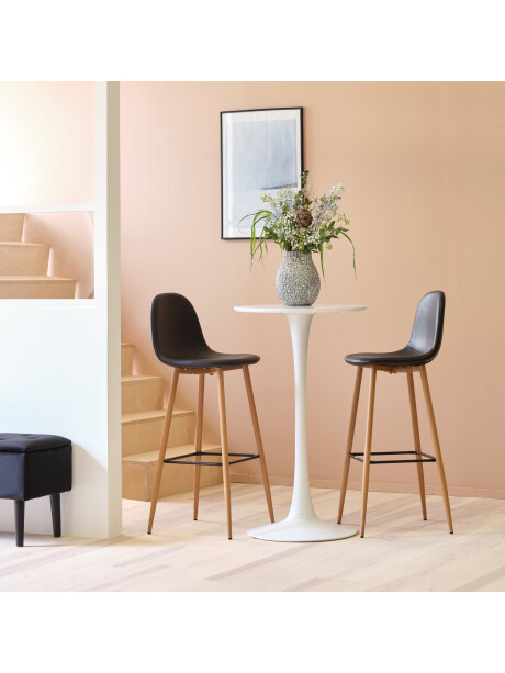 Taburete de bar JONSTRUP polipiel negro/color roble Taburete de bar JONSTRUP polipiel negro/color roble