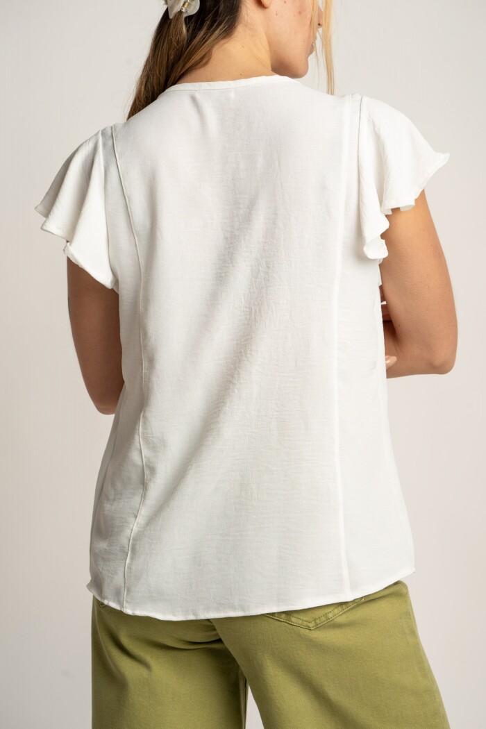 Blusa Escote V Nacar