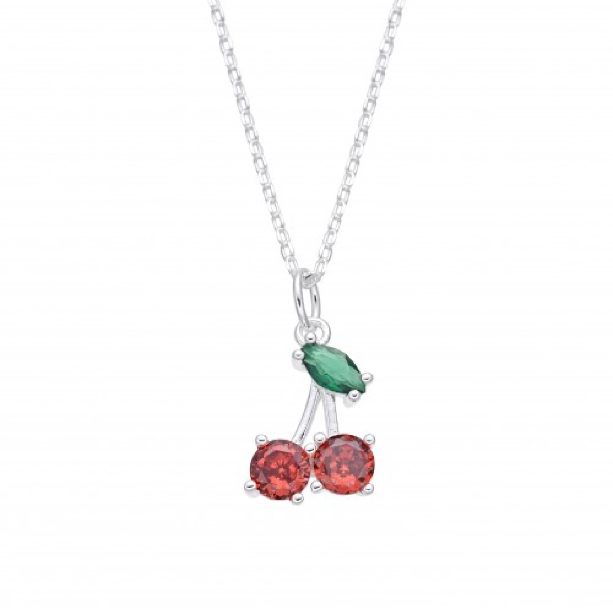 Conjunto de cadena y dije de plata 925 con circonias, GUINDITAS. 