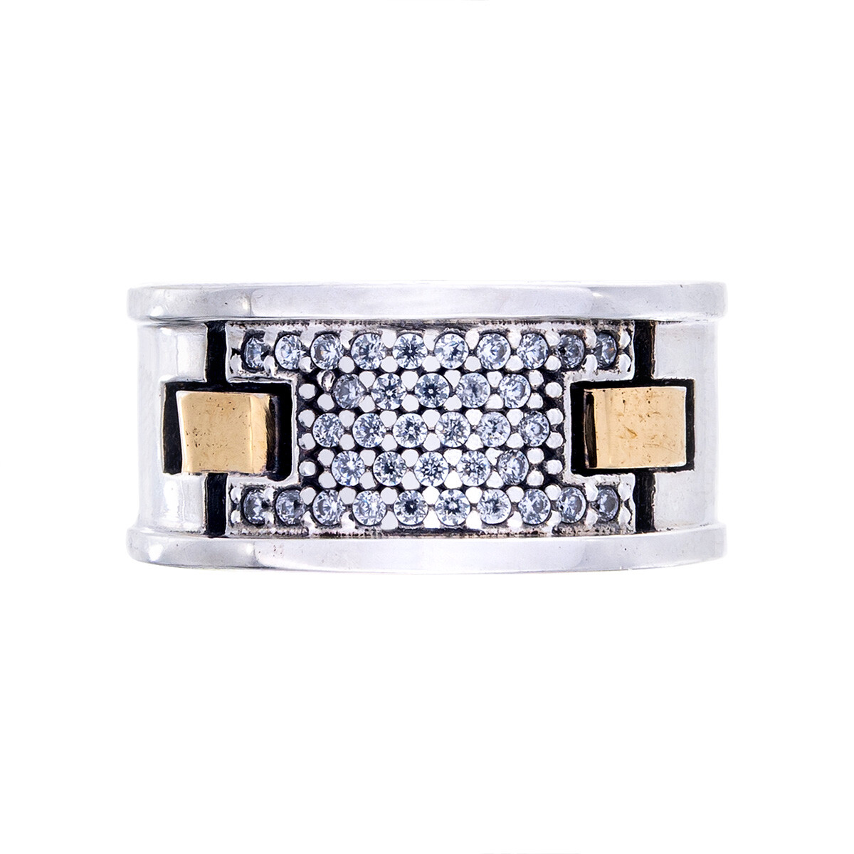 Anillo de plata 925 y double con circonias 