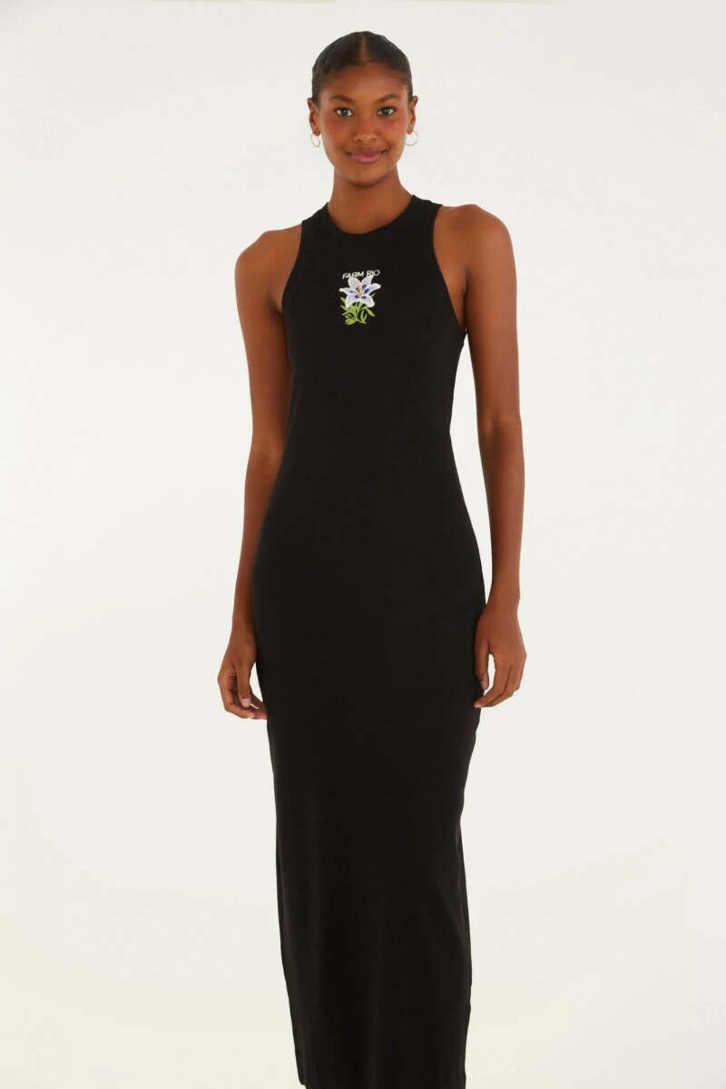 VESTIDO RIB MAXI Negro