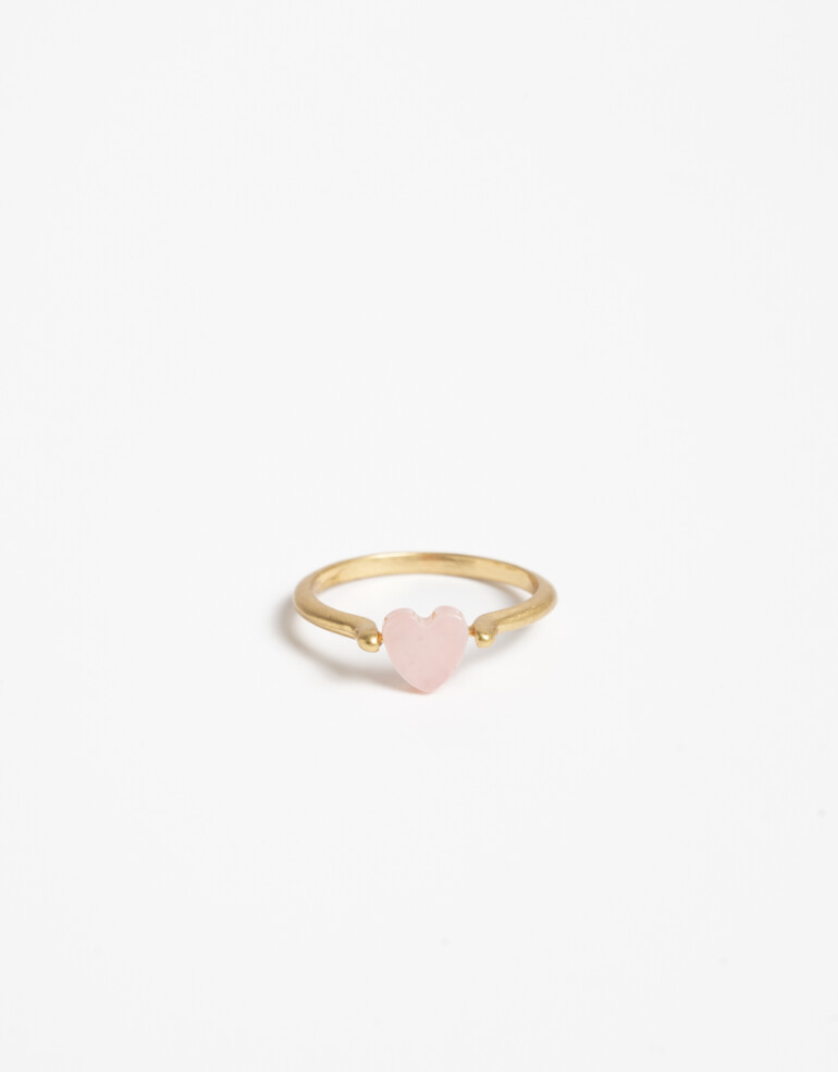 Anillos Chicos Perla Anillo Metal Corazón De Nácar - Dorado Oro Amarillo