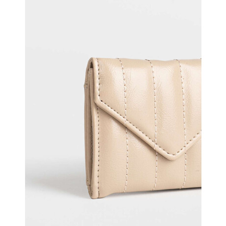 Billetera Puffy Con Solapa Marron Beige