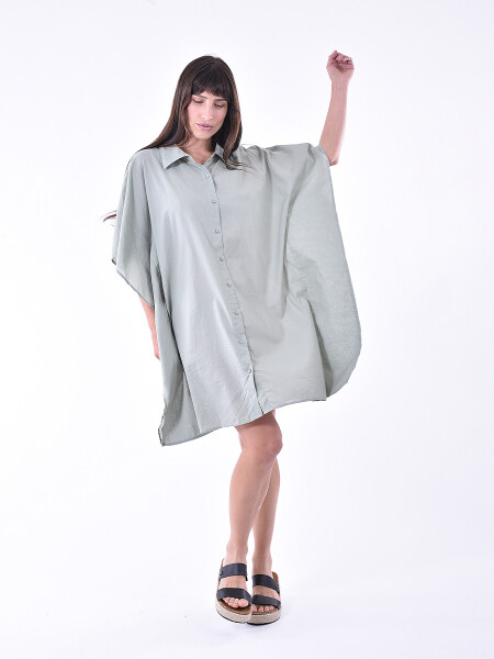 VESTIDO CLARA VERDE GRISACEO