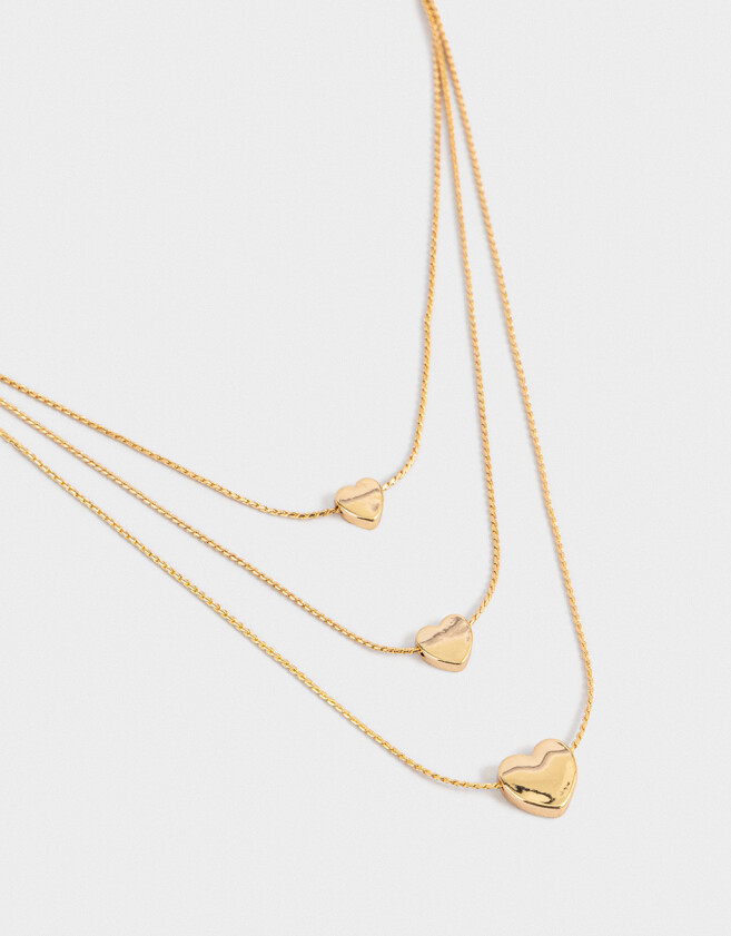 Collares Cortos Con corazón Collar Con Corazones - Dorado