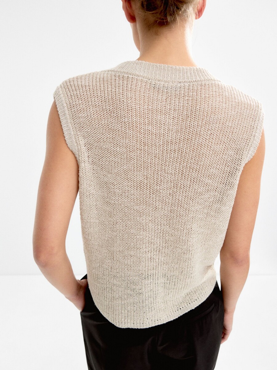 Chaleco De Punto Con Botones beige