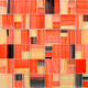 MOSAICO VENECITA VIDRIO CUADRADO 30X30 NARANJA NEGRO RAYADO 000