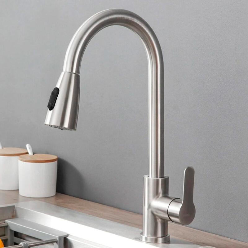 Canilla monocomando extensible PLATEADO