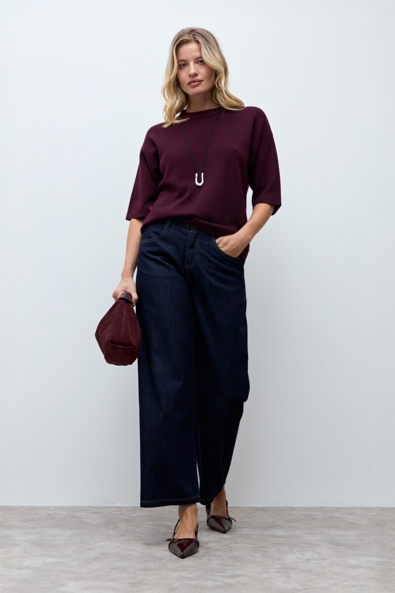 Sweater manga 3/4 - ciruela 