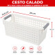 Cesto Organizador calado con asas 29 x 13.5 x 12.5 cm BLANCO