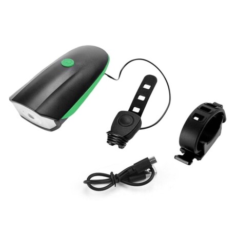 Luz y Bocina Recargable Para Bicicletas Verde